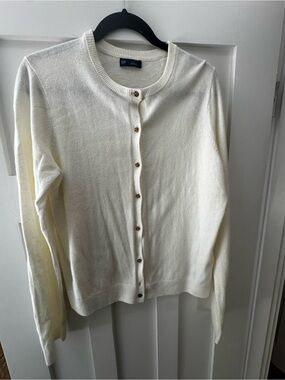 GAP Cream Button-Up Crewneck Cardigan